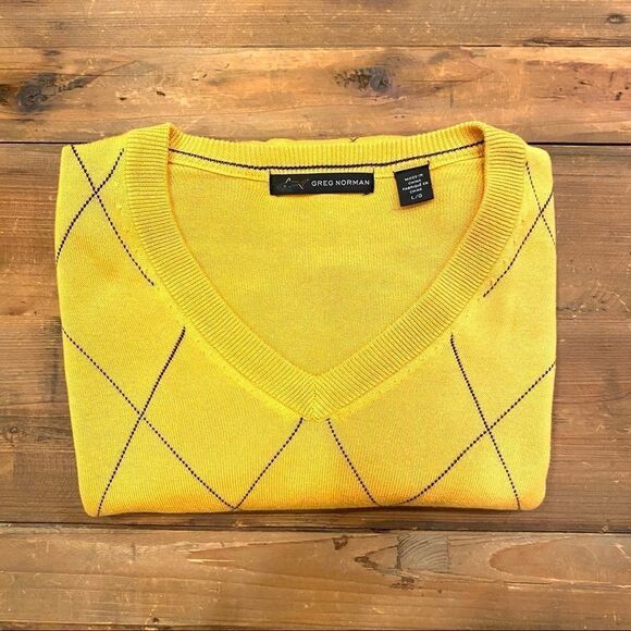 Greg Norman Golf Sweater Yellow V-Neck size Large - Picture 4 of 16